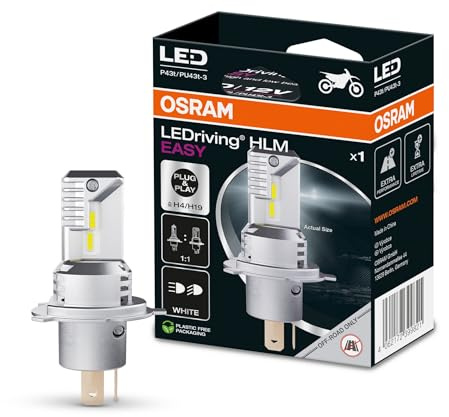 OSRAM LEDriving HLM EASY ≜ H4/H19, lampada per fari a LED per moto, bianco freddo 6500K, lampada abbagliante e anabbagliante retrofit a LED, solo per uso fuoristrada - no ECE, 1 lampada