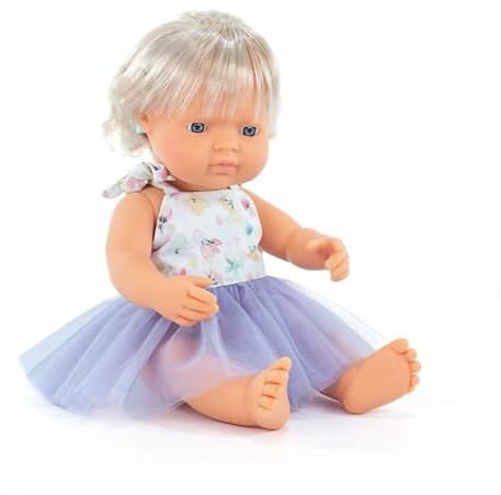 Miniland Baby Doll Caucasian Girl with hearing implant 38cm. Made in Spain with vanilla scent. Anatomically correct. My Friends & Me collection