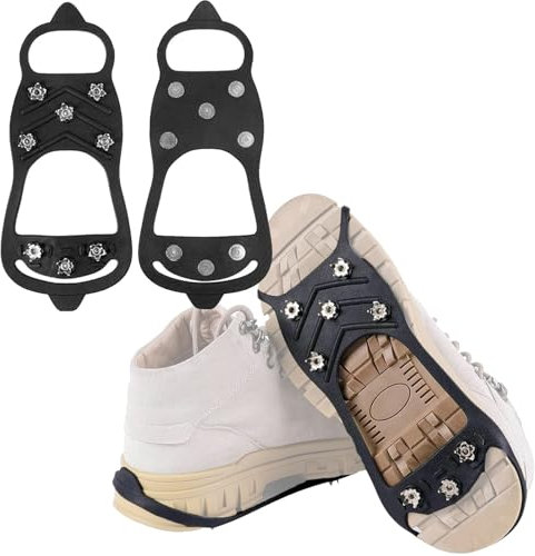 2 Paar Anti-Rutsch Schuhspikes, Grödel Steigeisen für Bergschuhe mit 8 Zähne, Spikes für Schuhe, Schuhkrallen, Antirutsch Spikes für Wandern, Schnee, EIS, Winter Outdoor, Trekking