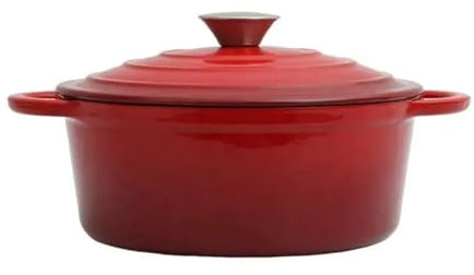Everypan Eclat Cast Iron Dutch Oven, Non-Stick Ovenproof Enamelled Casserole Pot, Oven Safe up to 260°C – Sturdy Dutch Oven Cookware - Baking, Braising, and Cooking – Red (Round Casserole 2.5L)