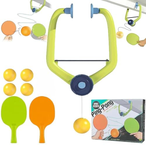 KZXCVS Door HäNgendes Ping Pong BäLle Spiel, TüRrahmenschulung TischtennisschläGer Set ZubehöR mit Tischtennis SchläGer und TischtennisbäLle Kinder-Tischtennis-TrainingsgeräT Zum AufhäNgen