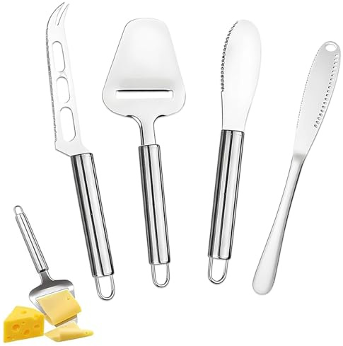 ClcIosis 4 Stück Käsehobel Käsemesser Set, Käseschneider Draht Cheese Slicer Butterschneider, Käseschneider Für Weichkäse Hartkäse Butter Langlebig Edelstahl Käse Messer Für Küche Und Party