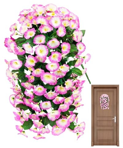 Générique Vignes De Fleurs Artificielles | Gloire du Matin Réaliste,Décoratives Réalistes pour Le Printemps Et L'Automne sur Balcon Terrasse Patio Porte Gazébo Cour Porche