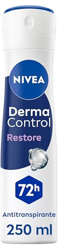 NIVEA Derma Control Restore - Desodorante Antitranspirante para Mujer - 72h de Protección contra el Sudor - Con Ácido Hialurónico y Vitamina E - No Irrita las Axilas - Pieles Sensibles - Spray 250 ml