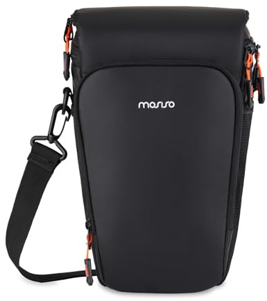 MOSISO Bolso Cámara, Bolso Acceso Top para Cámaras DSLR y SLR con Kit de Lentes, Estuche Acolchado Cámara con Protector Lluvia y Correa Ajustable para Hombro, Bolsos Fotografía para Canon/Nikon,Negro