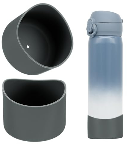 sourcing map Lot de 2 bottes de bouteille d'eau en silicone, protecteur de gobelet en silicone, manchon de protection antidérapant pour bouteilles d'eau en acier inoxydable, gris foncé