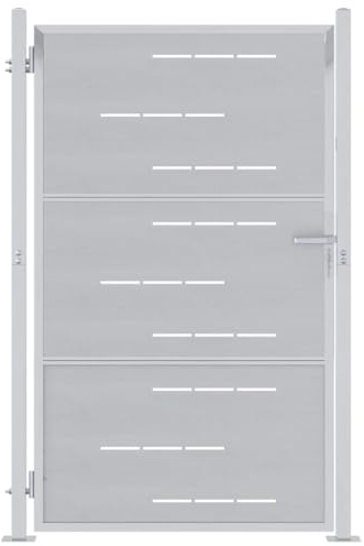 vidaXL Cancello da Giardino Argento 85 x 120 cm Acciaio Inossidabile, Giardino e terrazza, cancello Moderno, Recinzione Esterna, Acciaio Inox, Punto d'accesso