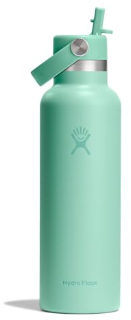 Hydro Flask – Standard Flex Straw Cap 621 ml (21 oz) Bottle – Stainless Steel, Leakproof, Cupholder Compatible – Insulated Cold 24 Hrs – Mermaid Green