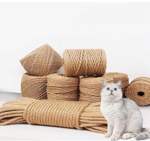Corde de chanvre en sisal naturel pour réparation d'arbre à chat, griffoir à chat, jardinage, travaux manuels, emballage de meubles, ficelle de jute (12 mm x 25 mètres)
