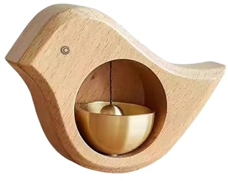 Timbre magnético para puerta, campana de madera para el hogar, 7 x 3.5 pulgadas, campanilla de viento en forma de pájaro con anillo suave, jardín, alerta de puerta con diseño encantador, accesorio