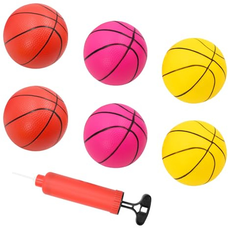Hyacinthy 6 stycken mini basketboll – 15 cm, 3 färger basketboll, liten med 1 basketboll, liten luftpump, inomhus utomhus, sportleksaker för barn, spel för pool strand, gåva för födelsedagsfester