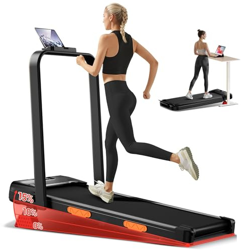 CURSOR Cinta de Correr Plegable con Inclinación 15% 8-10km/h | Cinta de Andar para Casa con Motor Silencioso de 3.0HP,Walking Pad y Pantalla LED,Max136kg