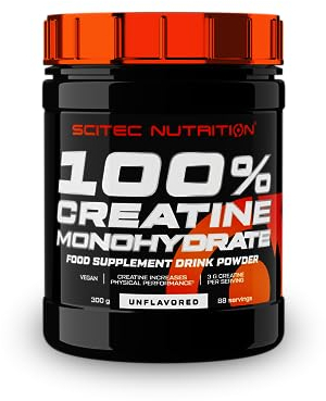 Scitec Nutrition 100% Creatine Monohydrate - Vegan - 3 g per porzione - Incremento delle prestazioni per allenamenti ad alta intensità - 300 g, non aromatizzato
