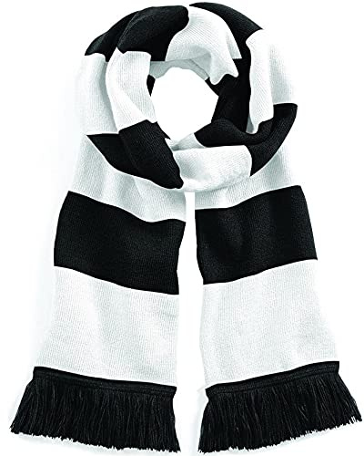 Beechfield Varsity Unisex Winter Scarf (Double Layer Knit) (One Size) (Black/White)