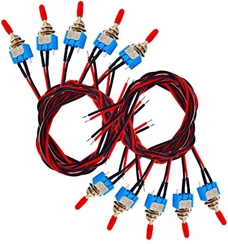 Senven 10pcs Professionnelle Mini commutateur à Bascule avec pré-câblé, sur-arrêt à 2 Positions 3 Broches 3v / 5v / 12v / 220v / 240v pour Voitures, camions, Bateaux - 3a 250vac / 6a 125vac