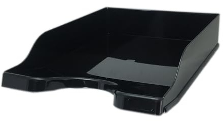 Deflecto A4 Self Stacking Antimicrobial Letter Tray in Classic Black - Letter Tray Organiser - A4 Paper Tray Organiser - Letter Holder - Letter Organiser storages - Desk Trays - CP130STBLK