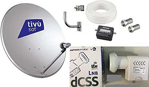 KIT SAT SATELLITE PARABOLA 80 CM STAFFA SAT FINDER 20 MT CAVO LNB SCR