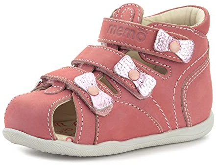 Memo Bambi First Walking Supportive SMO Brace-Like Orthopedic Sandal, Pink, 19 (4 M US Toddler)