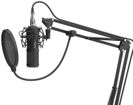 Genesis Radium 300 XLR Studio-Kondensatormikrofon-Set – Inkl. Gelenkarm, Pop-Filter, Mikrofonspinne & Windschutz – Kardioid-Mikrofon für Streaming, Podcast, YouTube, Gaming & Recording, Schwarz