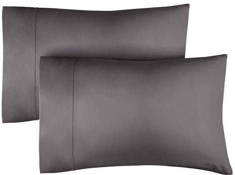 Kissenbezüge 40 x 80 cm Dunkelgrau im 2er-Pack – Kopfkissenbezüge aus 100% Baumwolle mit 400 Fadenzahl – Atmungsaktiv, weich, kühlend und pflegeleicht – Mit offenem Ende ohne Verschluss – Oeko-TEX