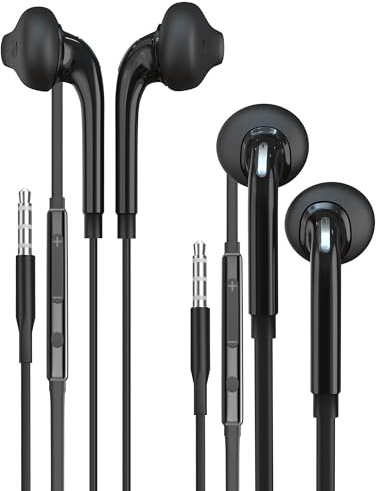 3.5mm in Ear Kopfhörer mit Mikrofon Kabel Headphones(2pack) Phone Ohrhörer Kabelgebunden Klinke Earbuds Handy Wired Earphones Kompatibel für Samsung Galaxy A52 Pixel Tablet PC Gaming S6-ej