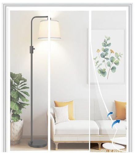 Cortina de puerta con pantalla magnética 170x185cm Puerta con pantalla antimoscas, mosquitos antiinsectos para entrada Interior/patio/puerta corredera, Blanco