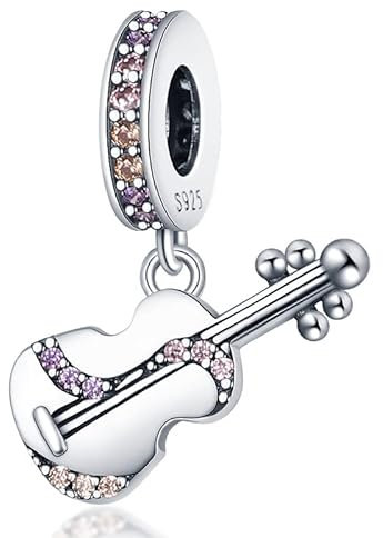 Pendentif en argent sterling 925 pour violon, orchestre, violoncelle, guitare, musicien, compatible avec bracelet à breloques Pandora