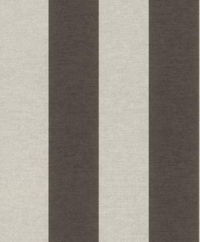 Rasch SCHÖNER WOHNEN-Kollektion Stripe 600766 Papier peint intissé à rayures Noir/gris 10,05 x 0,53 m