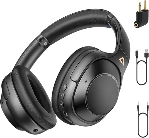 Riibox Y7Pro Cuffie Cancellazione Rumore Attiva Ibrida, Bluetooth 6.0 Cuffie Wireless Over Ear, 100 Ore di Autonomia, LDAC Hi-Res Audio, Bassi Potenti, App Personalizzabile, Modalità Trasparenza