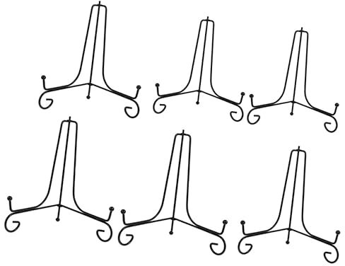 Alipis 6pcs Iron Plate Display Stands for Decorative Plates and Pictures Lightweight Modern Design for Home Office Kitchen and Gallery Use