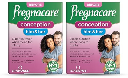 Pregnacare Conception Support for Couples - Pregnancy Vitamins - UK's No.1 Pregnancy Brand. Greater Prenatal Care for Women, Supplement with Added Omega-3 DHA for Normal Brain and Eye Development