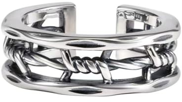 Auriselle Bague Viking pour homme, ouverture, motif tressé ajouré ajustable, bijoux rétro punk hip hop gothique unisexe vintage, cadeau d'anniversaire/Noël pour hommes, garçons, femmes
