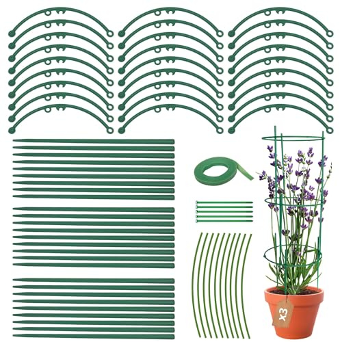 Tutores para Plantas con Velcro, Bridas y Alambres – Soporte para Plantas Naturales de Interior y Exterior. Úsalo como Tutor Monstera, para Tomateras, Jazmín y Macetas de Jardín. (Pack 3 uds.)