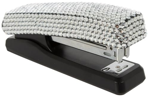 Hobby Lobby Rhinestone Crystal Desk Stapler, Black and Silver, Office Supplies, Teacher Essentials 2.2 x 5 x 1.3 inches Home Office Classroom