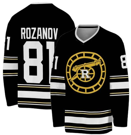AFANYUH Unisex Heated Rivalry Merch Hockey Jersey Shirt Hoodies, Men Women Sweatshirt Ilya Rozanov 100 Jersey Long Sleeve Pullover Tops for Fans Black L