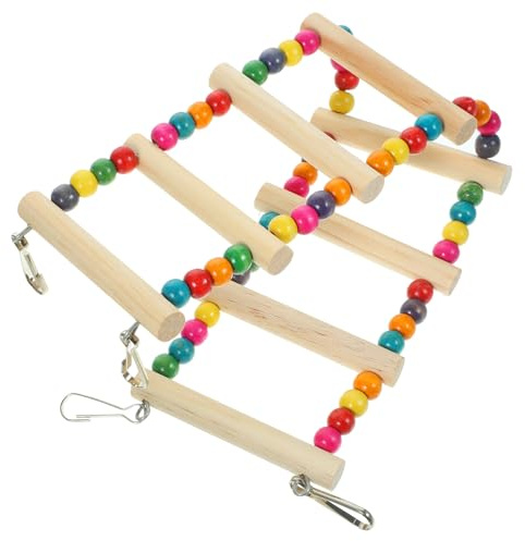 FUTUREORYY Échelle à Oiseaux en Bois Colorée Multifonctionnelle pour Cage, d'escalade Mastication pour Perroquet et Perruche Accessoires Ludiques, pour Entraînement et Jeu en Volière