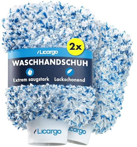 LICARGO® 2x Premium Mikrofaser Autowaschhandschuh - Ultra-Weich & Lackschonend - Extrem Saugstarker Waschhandschuh Auto für Kratzfreie Wäsche - Langlebig & Formstabil - Car Wash Mitt für Lack & Felgen