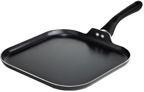 Ecolution Artistry Nonstick Square Griddle, Easy To Clean, Comfortable Handle, Even Heating, Dishwasher Safe Pots and Pans, 11-Inch, Black
