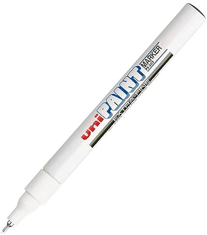 Uni Coloured Extra Fine (0.8mm) PX-203 White Oil Paint Marker Pen Metal Glass Wood Plastic Stone Outdoor Nib Tip (Pack Of 1)