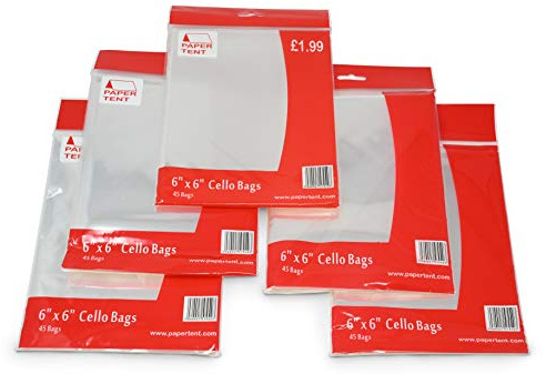 Papperstält 6 x 6 cellofanpåsar, 40 mikron tjock, antal 225 (5 förpackningar x 45)