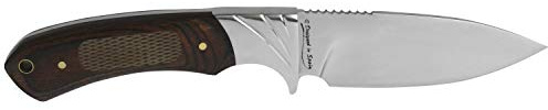 iFIELD Cuchillo de Caza Deportivo Camper EL29016, Total 22,8 cms, Mango Stamina Decorada CNC, Hoja de Acero INOX 3Cr13,con Funda de Piel, Herramienta de Camping para Pesca, Caza, Actividad Deportiva