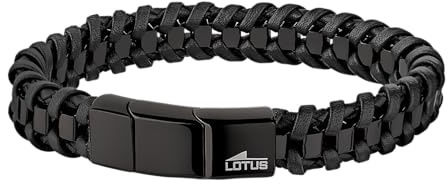 LOTUS STYLE Pulsera Hombre Acero Inoxidable 316L Brazalete de Diseño Sofisticado, Confortable y Resistente al Agua - Pulseras Hombre - Negra 228.00 mm LS2094-2/1 - Regalo de Cumpleaños, Día del Padre