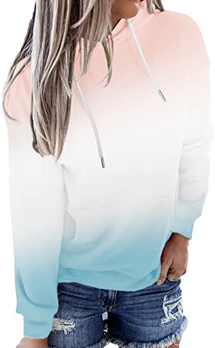 HVEPUO Dam batikhuvtröja tryck tröja Kawaii huvtröja gradient topp