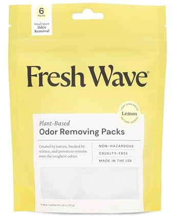 Fresh Wave Lemon Odor Eliminating & Deodorizing Packs | Bag of 6 | Safer Odor Relief for Small Spaces | Natural Plant-Based Odor Eliminator | Odor Absorbers for Home