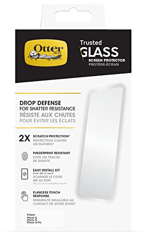 Otterbox Protector de Pantalla de Cristal Templado Trusted Glass para iPhone 16e, 14, 13, 13 Pro, Protección contra arañazos, rotura y caídas x2, Sin caja retail