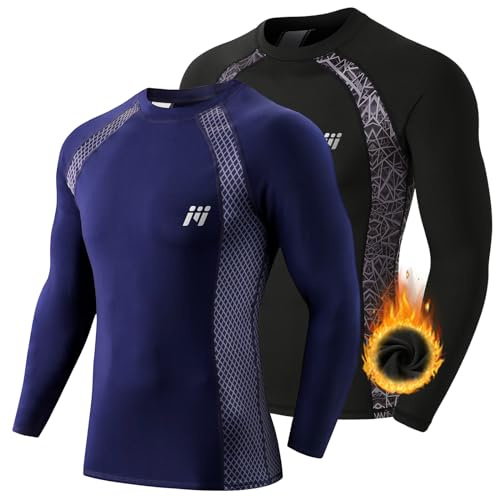 MEETWEE Maglia Termica Uomo, Maglia a Manica Lunga Compression Maglietta Biancheria Intima Sport T-Shirt Baselayer da Corsa Ciclismo Fitness