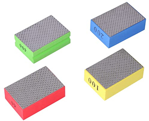 Ejoyous Dischi Abrasivi Diamantati a Mano, 4 Pezzi, Blocchi per Lucidatura con Spugna Diamantata, per Piastrelle, Ceramica, Granito, Marmo, Vetro, Grane 60, 100, 200, 400