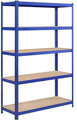 Yaheetech Estantería Metálica Almacenaje 180x120x45cm Estante Almacenamiento de 5 Niveles Estantería Garaje para Cargas Pesadas Capacidad 875 kg Azul