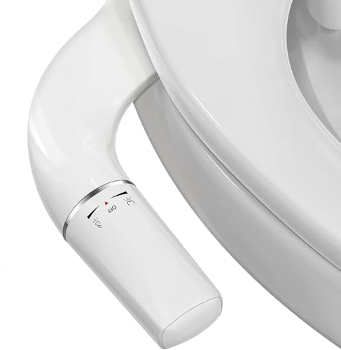 PENDEJATO Ultradünnes Bidet Aufsatz Für Toilette, Nichtelektrisch Schlankes Bidet, Einziehbare Verstopfungsschutz Doppeldüsen Und Einstellbarer Wasserdruck, Po-Dusche, Taharet, Weiß (Zwei Düsen)
