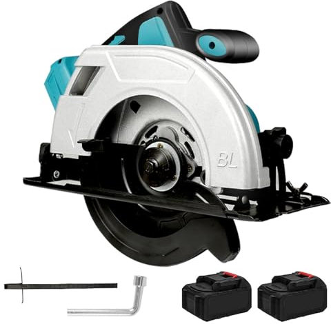 Sierra circular de mano con batería, sierra circular eléctrica sin escobillas de 7 pulgadas, batería de litio de alto rendimiento, multifuncional, accesorio de carpintería, máquina de cortar para